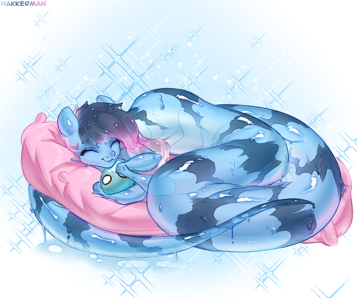 Size: 3000x2500 | Tagged: safe, artist:hakkerman, derpibooru import, oc, oc:liu, lamia, original species, pony, image, png, sleeping, slime