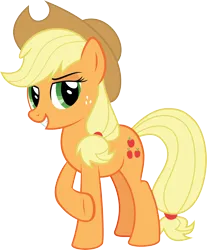 Size: 9312x11252 | Tagged: safe, artist:wissle, derpibooru import, applejack, earth pony, pony, absurd resolution, applejack day, applejack's hat, cowboy hat, crossed legs, female, grin, hat, image, looking at you, mare, png, raised hoof, raised leg, simple background, smiling, smiling at you, smug, solo, transparent background, vector