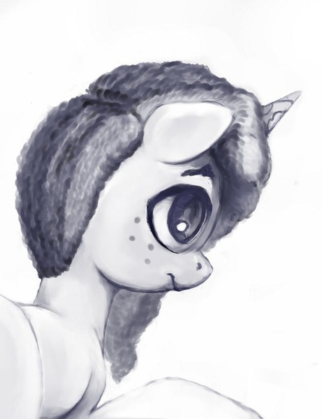 Size: 622x809 | Tagged: safe, artist:ponsce, derpibooru import, pony, g5, image, jpeg, misty brightdawn, monochrome, solo