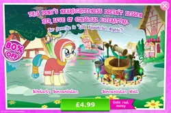 Size: 1960x1295 | Tagged: safe, derpibooru import, official, desert flower, earth pony, pony, advertisement, background pony, blue tail, bucket, bush, clothes, costs real money, egyptian, egyptian pony, female, gameloft, glasses, hood, image, jpeg, mare, sale, solo, solo focus, somnambula resident, tail, well