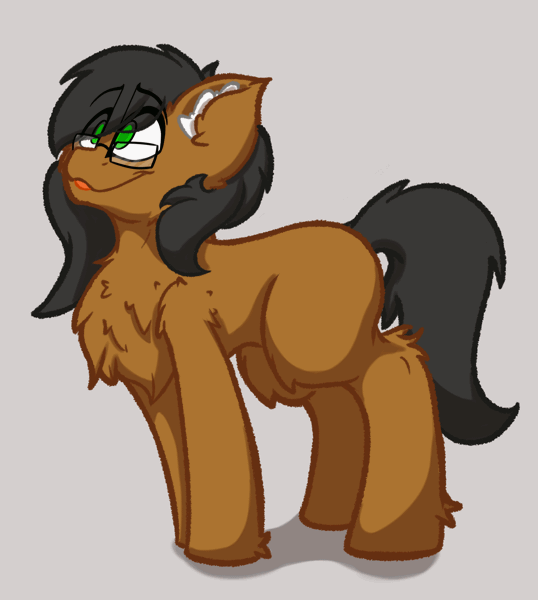 Size: 1738x1940 | Tagged: safe, artist:aryn, derpibooru import, oc, oc:notetaker, earth pony, pony, :p, animated, blinking, chest fluff, ear fluff, gif, glasses, image, solo, tongue out