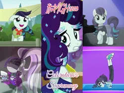 Size: 4096x3072 | Tagged: safe, derpibooru import, edit, edited screencap, editor:itsmgh1203, screencap, coloratura, earth pony, pony, epic fails (equestria girls), eqg summertime shorts, equestria girls, season 5, the mane attraction, clothes, countess coloratura, female, filly, filly coloratura, floppy ears, foal, image, jpeg, mare, musical instrument, open mouth, open smile, pants, piano, shoes, singing, smiling, sneakers, solo, text, the magic inside, the spectacle, yoga, yoga pants