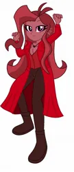 Size: 744x1720 | Tagged: safe, artist:robertsonskywa1, derpibooru import, oc, oc:mezma, unofficial characters only, equestria girls, breasts, cleavage, clothes, female, full body, hands in the air, image, jewelry, jpeg, marvel, necklace, photo, scarlet witch, solo, solo female, wanda