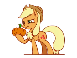 Size: 1800x1350 | Tagged: safe, artist:flutterluv, derpibooru import, applejack, earth pony, pony, image, png, pumpkin, simple background, solo, transparent background