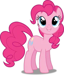 Size: 5000x5917 | Tagged: safe, artist:dashiesparkle, derpibooru import, pinkie pie, earth pony, pony, friendship is magic, season 1, cute, diapinkes, female, image, looking up, mare, png, simple background, smiling, solo, transparent background, vector