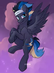 Size: 1938x2575 | Tagged: safe, artist:nveon, derpibooru import, oc, oc:wave clipper, unofficial characters only, flying, image, jpeg, my little pony, solo, spread wings, wings