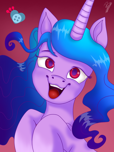 Size: 768x1024 | Tagged: safe, artist:amandascxd, derpibooru import, izzy moonbow, pony, female, g5, gradient background, image, open mouth, png, solo, tongue out