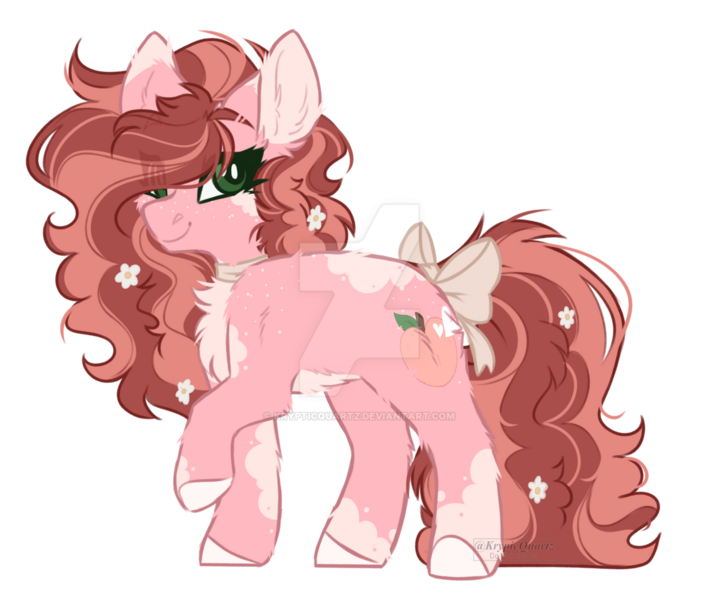 Size: 1280x1071 | Tagged: safe, artist:krypticquartz, derpibooru import, oc, earth pony, pony, bow, deviantart watermark, female, image, mare, obtrusive watermark, png, simple background, solo, tail, tail bow, transparent background, watermark