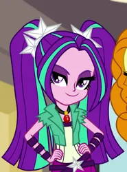 Size: 532x720 | Tagged: safe, derpibooru import, edit, edited screencap, screencap, adagio dazzle, aria blaze, equestria girls, rainbow rocks, cropped, hand on hip, image, png, solo focus