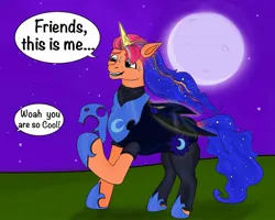 Size: 1686x1349 | Tagged: safe, derpibooru import, nightmare moon, sunny starscout, clothes, cosplay, costume, g5, image, jpeg, nightmare moon armor, nightmare night, nightmare night costume, nightmare sunny, solo, spoilers for another series