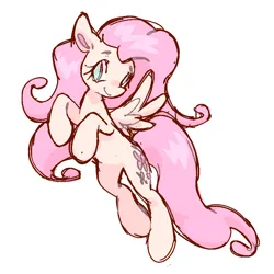 Size: 859x859 | Tagged: safe, artist:fluttershyweed, derpibooru import, fluttershy, pegasus, pony, aside glance, female, flying, head turned, image, looking at you, mare, png, sideways glance, simple background, smiling, smiling at you, solo, spread wings, three quarter view, white background, wings