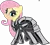 Size: 5086x4576 | Tagged: source needed, safe, artist:severity-gray, fluttershy, pegasus, pony, armor, black eyeshadow, blushing, eyeshadow, female, green eyes, hoof shoes, image, latex, latex dress, looking at you, makeup, mare, pink mane, png, raised leg, show accurate, side view, simple background, smiling, smiling at you, solo, solo female, transparent background, yellow coat
