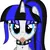 Size: 2999x3000 | Tagged: source needed, safe, artist:severity-gray, oc, oc:coldlight bluestar, unofficial characters only, pony, unicorn, :3, blue eyes, blue eyeshadow, bust, close-up, collar, cookie, cutie mark accessory, cutie mark collar, eyeshadow, female, food, image, lidded eyes, looking at you, makeup, mare, mouth hold, pet tag, png, ponytail, show accurate, simple background, solo, solo female, spiked collar, two toned mane, white background, white coat