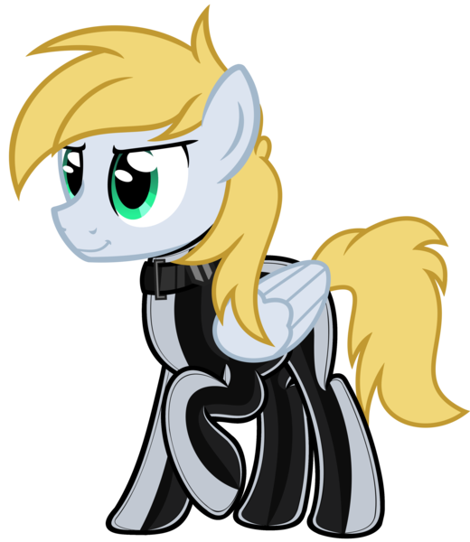 Size: 3192x3681 | Tagged: source needed, safe, artist:severity-gray, oc, oc:cutting chipset, unofficial characters only, pegasus, pony, choker, determined, folded wings, furrowed brow, gray coat, green eyes, image, latex, latex suit, looking forward, male, png, raised hoof, show accurate, side view, simple background, smiling, solo, stallion, standing, transparent background, wings, yellow mane, yellow tail