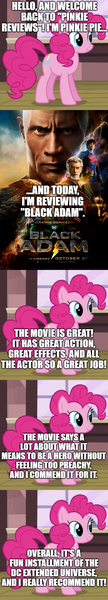 Size: 500x2780 | Tagged: safe, derpibooru import, edit, edited screencap, screencap, pinkie pie, comic:pinkie reviews, black adam, comic, dc comics, dc extended universe, image, movie review, png, screencap comic