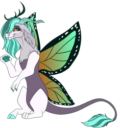 Size: 1600x1705 | Tagged: safe, artist:teal-quil, derpibooru import, oc, oc:jade fey, draconequus, hybrid, female, image, interspecies offspring, offspring, parent:discord, parent:queen chrysalis, parents:discolis, png, simple background, solo, transparent background