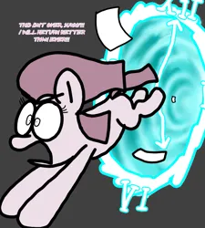 Size: 1275x1414 | Tagged: safe, artist:professorventurer, derpibooru import, pinkie pie, series:ask pippamena, backstory, defeated, image, pinkamena diane pie, png, simple background, solo, time portal, time travel, vortex