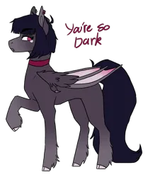 Size: 1277x1530 | Tagged: safe, artist:eggoatt, oc, unnamed oc, unofficial characters only, bat pony, pony, bat pony oc, bat wings, choker, ear piercing, earring, female, goth, image, jewelry, mare, piercing, png, profile, simple background, solo, text, transparent background, wings