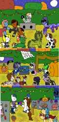 Size: 1282x2642 | Tagged: safe, artist:ask-luciavampire, derpibooru import, oc, alicorn, earth pony, pegasus, pony, undead, unicorn, vampire, clothes, costume, halloween, halloween 2022, halloween costume, holiday, image, party, png