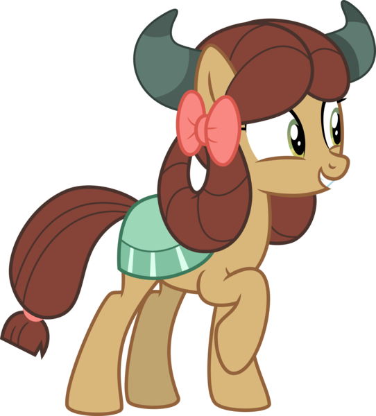 Size: 4293x4750 | Tagged: safe, artist:cirillaq, artist:melisareb, derpibooru import, edit, vector edit, yona, ponified, earth pony, pony, school daze, she's all yak, .svg available, absurd resolution, cloven hooves, cute, female, horns, image, inkscape, mare, png, pony yona, raised hoof, simple background, smiling, solo, species swap, transparent background, vector, yonadorable