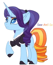 Size: 1280x1575 | Tagged: safe, artist:maximumpiracy, derpibooru import, oc, oc:sew-and-so, pony, unicorn, clothes, female, image, mare, png, simple background, solo, transparent background