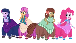 Size: 1892x1080 | Tagged: safe, artist:jadyellysparkle, derpibooru import, pinkie pie, sunny starscout, twilight sparkle, yona, taur, female, g5, group, image, png, yaktaur