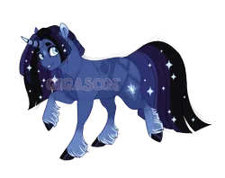 Size: 2900x2300 | Tagged: safe, artist:gigason, derpibooru import, oc, oc:night twinkle, pony, unicorn, coat markings, colored eartips, curved horn, facial markings, female, horn, image, looking at you, mare, obtrusive watermark, png, simple background, solo, star (coat marking), transparent background, unshorn fetlocks, walking, watermark