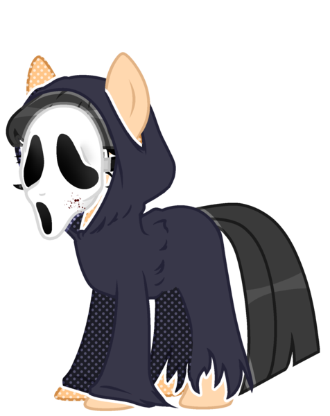 Size: 1601x2016 | Tagged: safe, artist:kellysweet1, derpibooru import, oc, oc:hanako, unofficial characters only, earth pony, pony, belt, clothes, cosplay, costume, derpibooru exclusive, female, ghostface, halloween, halloween costume, holiday, image, mare, mask, older, png, robe, scream (movie), simple background, solo, transparent background