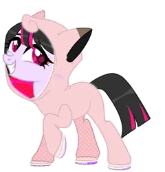 Size: 2079x2168 | Tagged: safe, artist:kellysweet1, derpibooru import, oc, oc:hera-chan, unofficial characters only, earth pony, jigglypuff, pony, clothes, cosplay, costume, crossover, derpibooru exclusive, female, grin, hoodie, image, mare, onesie, png, pokémon, raised hoof, simple background, smiling, solo, transparent background
