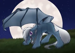 Size: 7015x4914 | Tagged: safe, artist:feather_bloom, derpibooru import, oc, oc:featherbloom, bat pony, bat pony oc, bat wings, detailed background, fangs, image, moon, nightmare night, png, shading, sharp teeth, slit pupils, teeth, unshorn fetlocks, wings