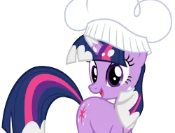 Size: 5739x4352 | Tagged: safe, edit, editor:anonymous, screencap, twilight sparkle, pony, unicorn, a health of information, chef's hat, cooking, cute, female, flour, hat, image, mare, png, simple background, smiling, transparent background, unicorn twilight, vector, wingless, wingless edit