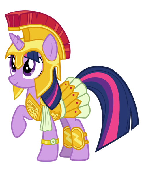 Size: 6204x7563 | Tagged: safe, artist:anonymous, twilight sparkle, pony, unicorn, scare master, armor, armor skirt, athena sparkle, clothes, costume, featured image, female, image, mare, png, simple background, skirt, smiling, solo, transparent background, unicorn twilight, vector