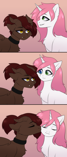 Size: 1290x3000 | Tagged: safe, derpibooru import, oc, oc:bubblegum kiss, oc:whiskey dreams, unofficial characters only, image, kissing, png