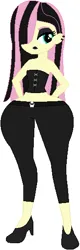 Size: 175x548 | Tagged: suggestive, artist:sturk-fontaine, derpibooru import, fluttershy, equestria girls, alternate universe, base used, black lipstick, child bearing hips, clothes, ear piercing, fluttergoth, goth, hair over one eye, high heels, image, lipstick, piercing, png, shoes, simple background, white background, wide hips