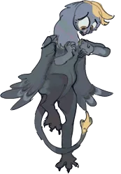 Size: 1061x1531 | Tagged: safe, artist:alumx, derpibooru import, derpy hooves, gryphon, female, griffonized, image, looking down, png, simple background, solo, species swap, transparent background