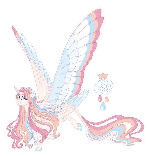 Size: 4200x4400 | Tagged: safe, artist:gigason, derpibooru import, oc, oc:rainbow raindrop, alicorn, pony, seraph, seraphicorn, colored wings, female, image, mare, multicolored wings, multiple wings, obtrusive watermark, png, simple background, solo, transparent background, watermark, wings