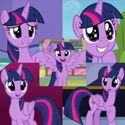 Size: 720x720 | Tagged: safe, derpibooru import, edit, screencap, twilight sparkle, twilight sparkle (alicorn), alicorn, pony, sparkle's seven, the one where pinkie pie knows, to where and back again, top bolt, collage, female, image, jpeg, mare