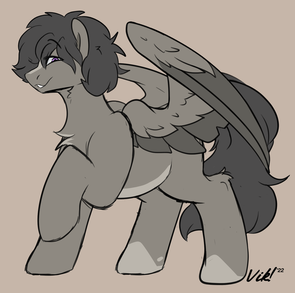 Size: 1512x1505 | Tagged: safe, artist:viktiipunk, derpibooru import, oc, oc:luzion, pegasus, pony, chest fluff, image, png, solo, spread wings, standing, wings