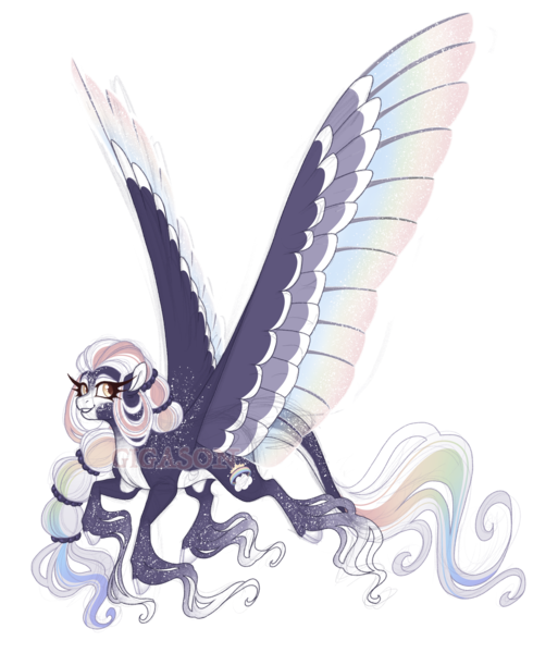 Size: 4100x4800 | Tagged: safe, artist:gigason, derpibooru import, oc, oc:rainbow cloud, pegasus, pony, colored wings, female, image, mare, multicolored wings, obtrusive watermark, png, solo, unshorn fetlocks, watermark, wings