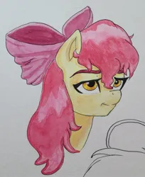 Size: 1738x2133 | Tagged: safe, artist:invalid_david, derpibooru import, apple bloom, earth pony, pony, growing up is hard to do, bust, dishevelled, female, image, jpeg, mare, older, older apple bloom, portrait, solo, traditional art