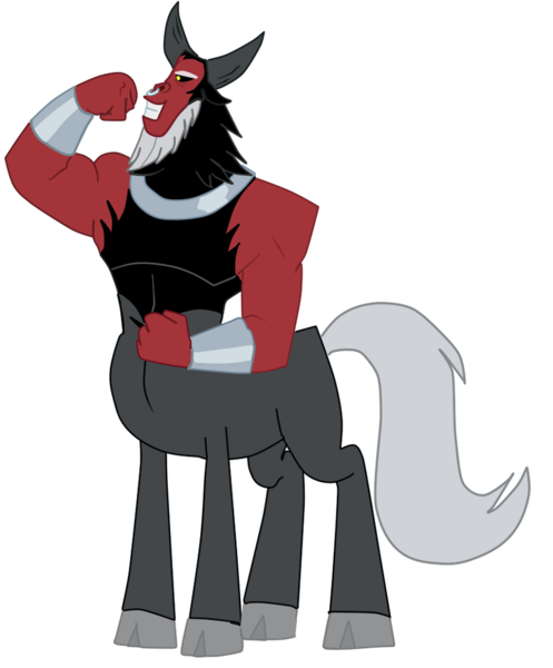 Size: 814x982 | Tagged: safe, artist:nukarulesthehouse1, derpibooru import, lord tirek, centaur, taur, frenemies (episode), admiring, antagonist, arms, artwork, flexing, flexing muscles, full body, horns, image, muscles, nose piercing, nose ring, piercing, png, simple background, solo, transparent background, vector, vector trace