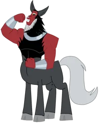 Size: 814x982 | Tagged: safe, artist:nukarulesthehouse1, derpibooru import, lord tirek, centaur, taur, frenemies (episode), admiring, antagonist, arms, artwork, flexing, flexing muscles, full body, horns, image, muscles, nose piercing, nose ring, piercing, png, simple background, solo, transparent background, vector, vector trace