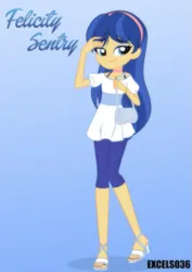 Size: 661x935 | Tagged: safe, artist:excelso36, derpibooru import, flash sentry, oc, oc:felicity sentry, unofficial characters only, human, equestria girls, choker, clothes, commissioner:shortskirtsandexplosions, crossdressing, cute, eyeshadow, femboy, girly sentry, hairband, image, makeup, male, not rule 63, png, purse, solo, trap