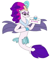 Size: 2448x2872 | Tagged: safe, artist:supahdonarudo, derpibooru import, queen novo, seapony (g4), my little pony: the movie, holding, image, png, sign, simple background, transparent background