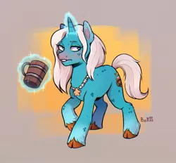 Size: 1401x1299 | Tagged: safe, artist:birdoffnorth, derpibooru import, ponified, pony, unicorn, bean (disenchantment), cloven hooves, disenchantment, image, jpeg, levitation, magic, mug, princess bean, solo, telekinesis