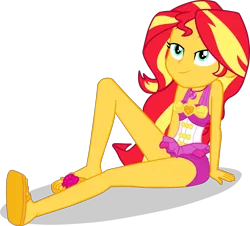 Size: 3298x2979 | Tagged: safe, artist:dustinwatsongkx, derpibooru import, sunset shimmer, equestria girls, accessory swap, clothes, clothes swap, female, image, png, simple background, solo, swimsuit, swimsuit swap, transparent background
