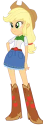 Size: 1471x4270 | Tagged: safe, artist:ytpinkiepie2, derpibooru import, applejack, equestria girls, belt, boots, clothes, cowboy boots, cowboy hat, hat, high heel boots, image, png, shirt, shoes, simple background, skirt, solo, transparent background