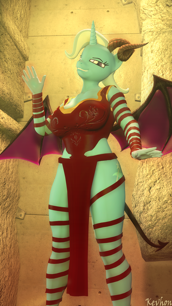 Size: 2160x3840 | Tagged: suggestive, artist:kevhon, derpibooru import, trixie, anthro, succubus, 3d, breasts, clothes, commission, female, halloween, holiday, horns, image, looking at you, png, skirt, solo, solo female, source filmmaker, wings, ych result