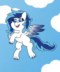 Size: 5000x6000 | Tagged: safe, derpibooru import, oc, oc:aurora, unofficial characters only, pegasus, pony, wolf, wolf pony, background, claws, cloud, colored wings, flying, happy, image, paws, png, sky, smiling, solo, spread wings, two toned wings, wings