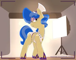 Size: 2967x2331 | Tagged: suggestive, artist:chaosllama, derpibooru import, sapphire shores, earth pony, pony, camera shot, clothes, female, image, looking at you, mare, png, solo, swimsuit
